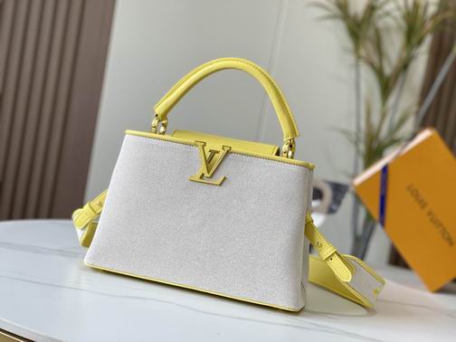 Capucines M59969麻布配蛋黄金扣31.5x20x11cm cs