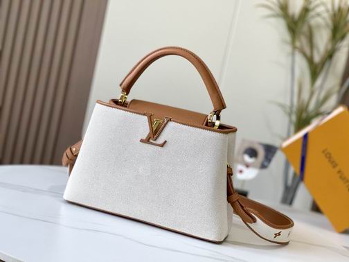 Capucines M59969麻布配浅土黄金扣31.5x20x11cm cs