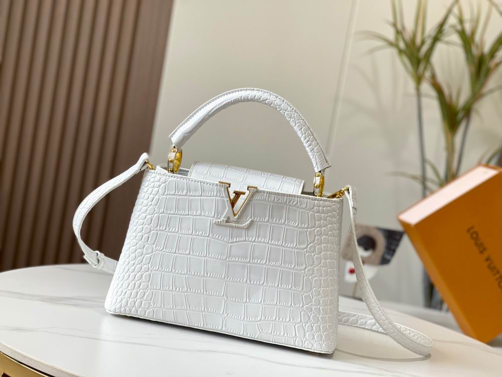 N92967复古白色鳄鱼纹31.5x20x11cm cs