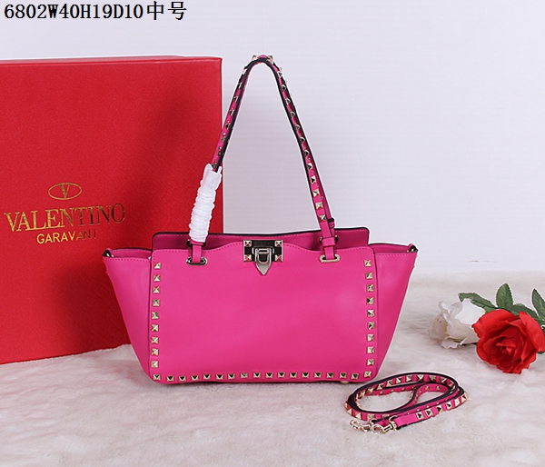 6802VALENTIN华伦天奴玫红中号原版皮